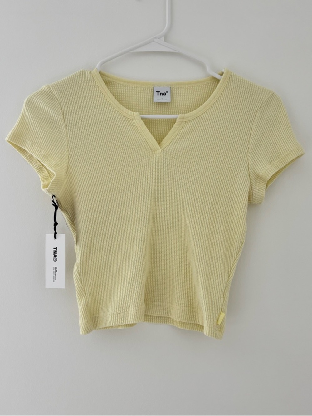 Yellow Aritzia TNA Waffle Notch T shirt Lemonade